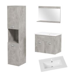 Muebles baño set 30x30x131.5 cm color gris kleankin, hogar - baño