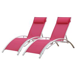 Pack de 2 tumbonas galapagos en textileno rosa aluminio blanco