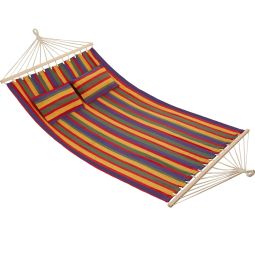Hamaca doble, carga 240 kg con 2 cojines, 230 x 145 cm, multicolor