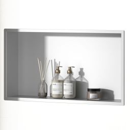 Kibath hornacina nicho empotrar rectangular 60x30 cm blanco de acero inox.