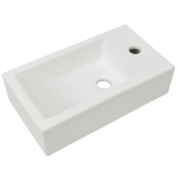 vidaXL lavabo con agujero grifo rectangular cerámica 46x25,5x12 blanco