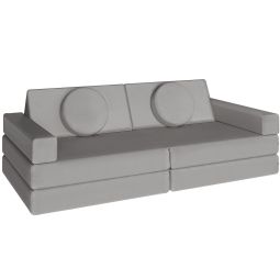 Sofá de juegos 8 piezas, disposición flexible apilable gris