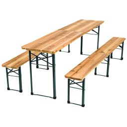 Tectake juego de 3 piezas plegable con mesa y banco de madera para jardín