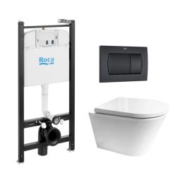 Pack cisterna roca active y pulsador negro mate con wc orion env de kp