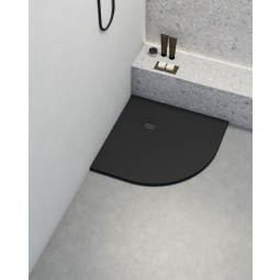 Plato de ducha poaLGi - 90x90 cm semicircular - negro - extraplano