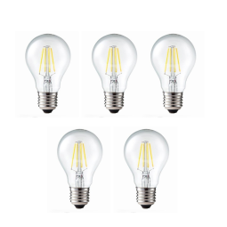 Pack x5 bombilla filamento LED a60 4w  E27 blanco cálido 2700k