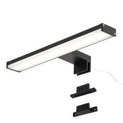 Aplique LED 8w 30cm ip44 negro mate, baño, espejo, slim, luz blanca