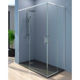 Mampara ducha rectangular frente 100 lateral 80cm transparente cromo