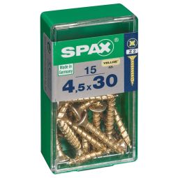 Caja 15 unid. Tornillo madera cabeza plana yellox 4,5x30mm