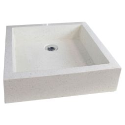 Ondee - lavabo cuadrado para colocar timbre - crema - 40cm - terrazzo