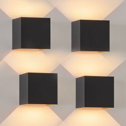 Nettlife aplique pared LED negro 10x10 (4er-set)