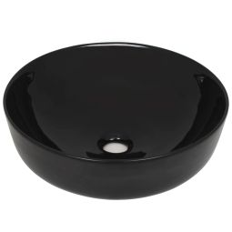 vidaXL lavabo redondo de cerámica negro 41,5x13,5 cm