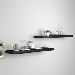 Estantes flotantes de pared 2 uds mdf negro 90x23,5x3,8 cm