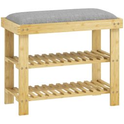 Banco zapatero 60x29x49 cm bambú bicolor Homcom