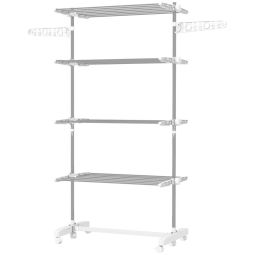 Tendedero plegable 142x55x172 cm abs y acero inoxidable color gris Homcom