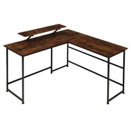 Escritorio industrial soporte móvil 140x130x76,5 cm madera oscura