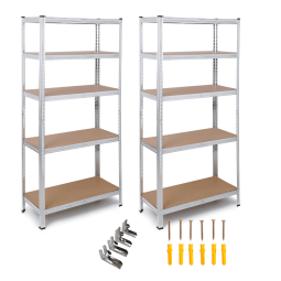 Pack 2 Estanterías Metálicas Almacenaje Trastero 180x90x40 5 Baldas THW