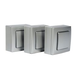 Set 3 interruptor superficie 10a cromado