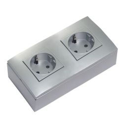 Base de enchufe doble de superficie kalia gris