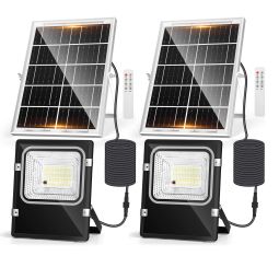 Aigostar foco solar exterior 50w con mando a distancia cct, 2pcs