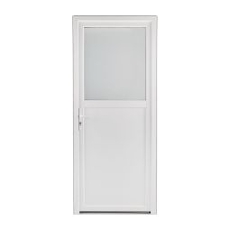 Puerta de entrada de servicio de PVC blanca con vidrio 90x210cm derecha
