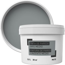 Pintura para paredes gris medio 2,5 l