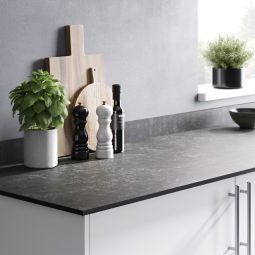 Encimera compacta con superficie hidrófuga doble cara gris cerámica/mineral 300x62x1,2cm