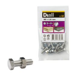 10 Tornillos métricos HEX acero 5x16 mm Diall