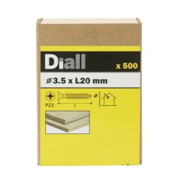 500 Tornillos para madera PZ 3,5x20 mm Diall