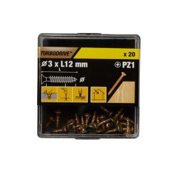 20 tornillos para madera PZ premium 3x12 mm Turbodrive
