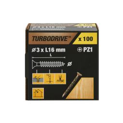 100 tornillos para madera PZ premium 3x16 mm Turbodrive
