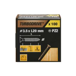 100 tornillos para madera PZ premium 3,5x20 mm Turbodrive