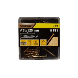 20 tornillos para madera PZ premium 3x25 mm Turbodrive