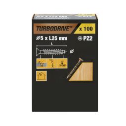 100 tornillos para madera PZ premium 5x25 mm Turbodrive