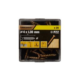 20 tornillos para madera PZ premium 4x30 mm Turbodrive