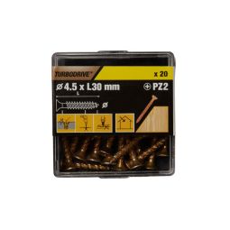 20 tornillos para madera PZ premium 4,5x30 mm Turbodrive