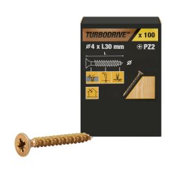 100 Tornillos para madera PZ premium 4x30 mm Turbodrive