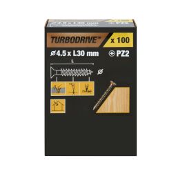 100 tornillos para madera PZ premium 4,5x30 mm Turbodrive