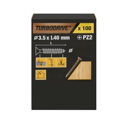100 tornillos para madera PZ premium 3,5x40 mm Turbodrive