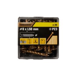 20 tornillos para madera PZ premium 6x50 mm Turbodrive