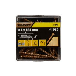 20 tornillos para madera PZ premium 4x60 mm Turbodrive