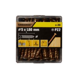 20 tornillos para madera PZ premium 5x60 mm Turbodrive
