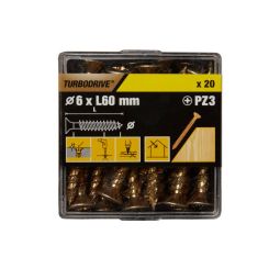 20 tornillos para madera PZ premium 6x60 mm Turbodrive