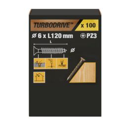 100 tornillos para madera PZ premium 6x120 mm Turbodrive