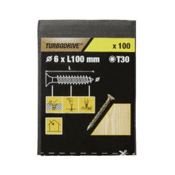 100 Tornillos para madera PZ premium 6x100 mm Turbodrive