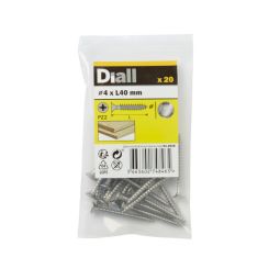 20 Tornillos para madera INOX 4x40 mm Diall