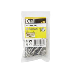 20 Tornillos para madera INOX 5x40 mm Diall