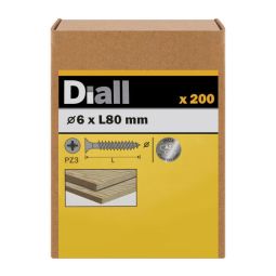 200 Tornillos para madera INOX 6x80 mm Diall