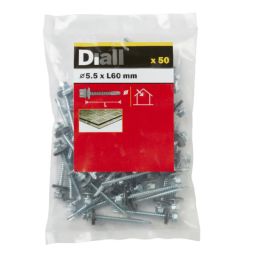 50 Tornillos para techos de acero 5,5x60 mm