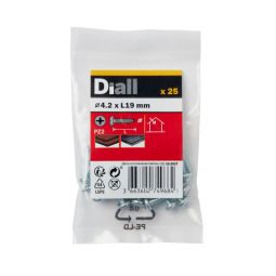25 Tornillos autoperforantes de acero 4,2x19 mm Diall